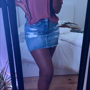 ripped jean skirt